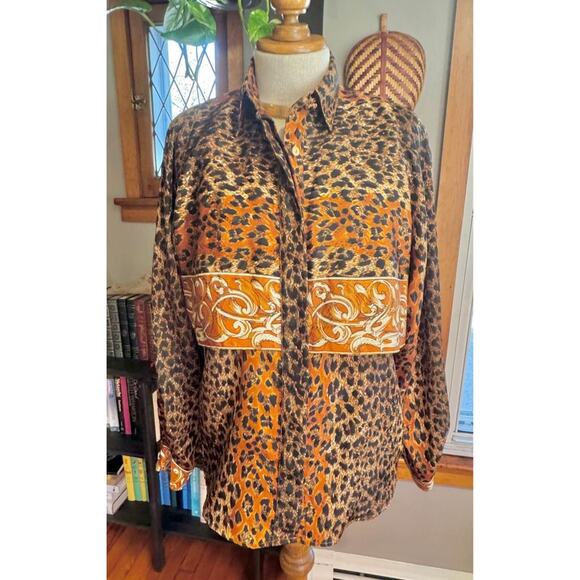Vintage 1980’s Leopard Print Blouse Button Up - Picture 3 of 9